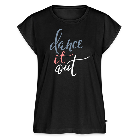 T-Shirt mit gerollten Ärmeln Damen "dance" - Schwarz