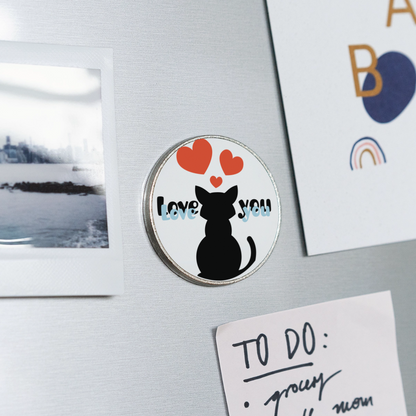 Runder Kühlschrankmagnet "Love you" - Weiß