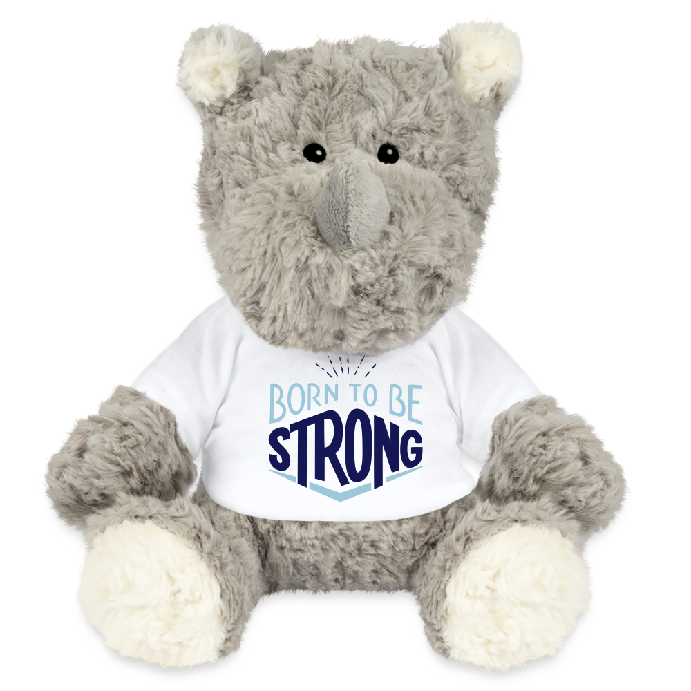Maskottchen Nashorn "Strong" - mit Customizer personalisierbar - Weiß