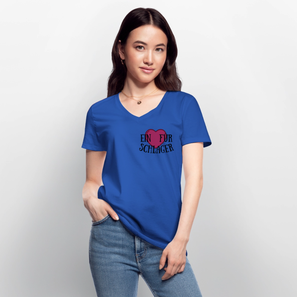 T-Shirt mit V-Ausschnitt "Schlagerliebe" - Royalblau