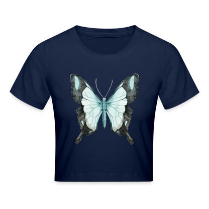 Cropped T-Shirt "Butterfly" - Light Navy