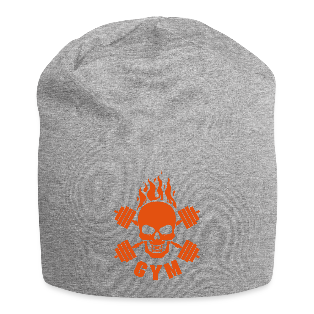 Jersey-Beanie "Skull Gym" - mit Customizer personalisierbar - Grau meliert