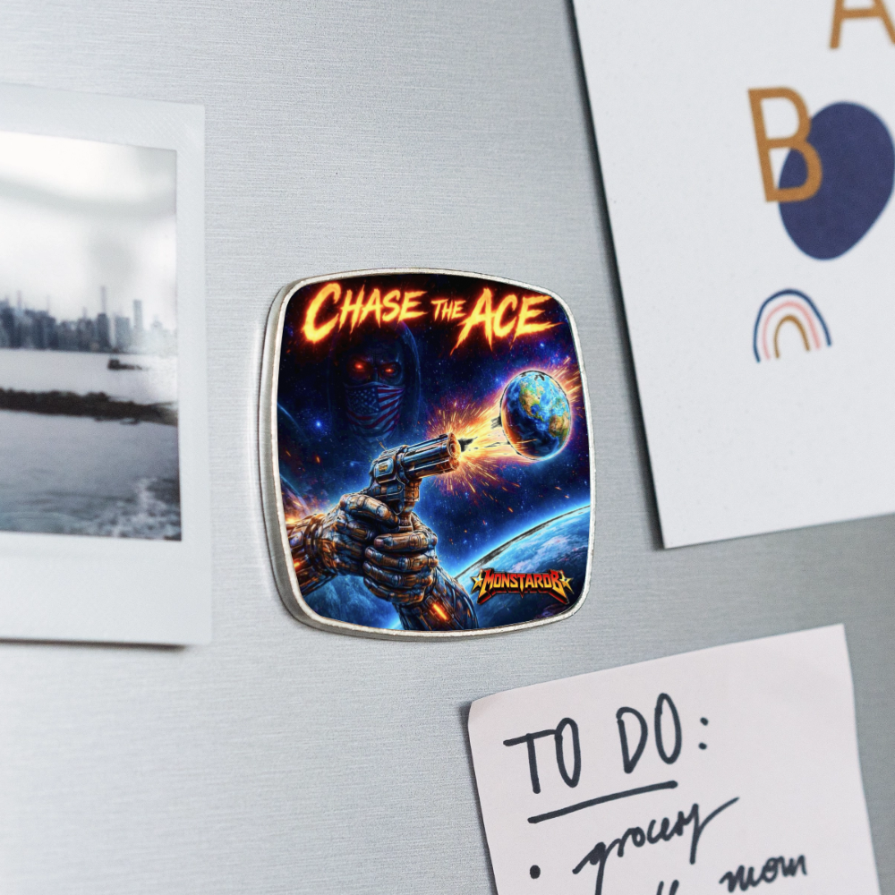 Viereckiger Kühlschrankmagnet "Chase the Ace" - Weiß