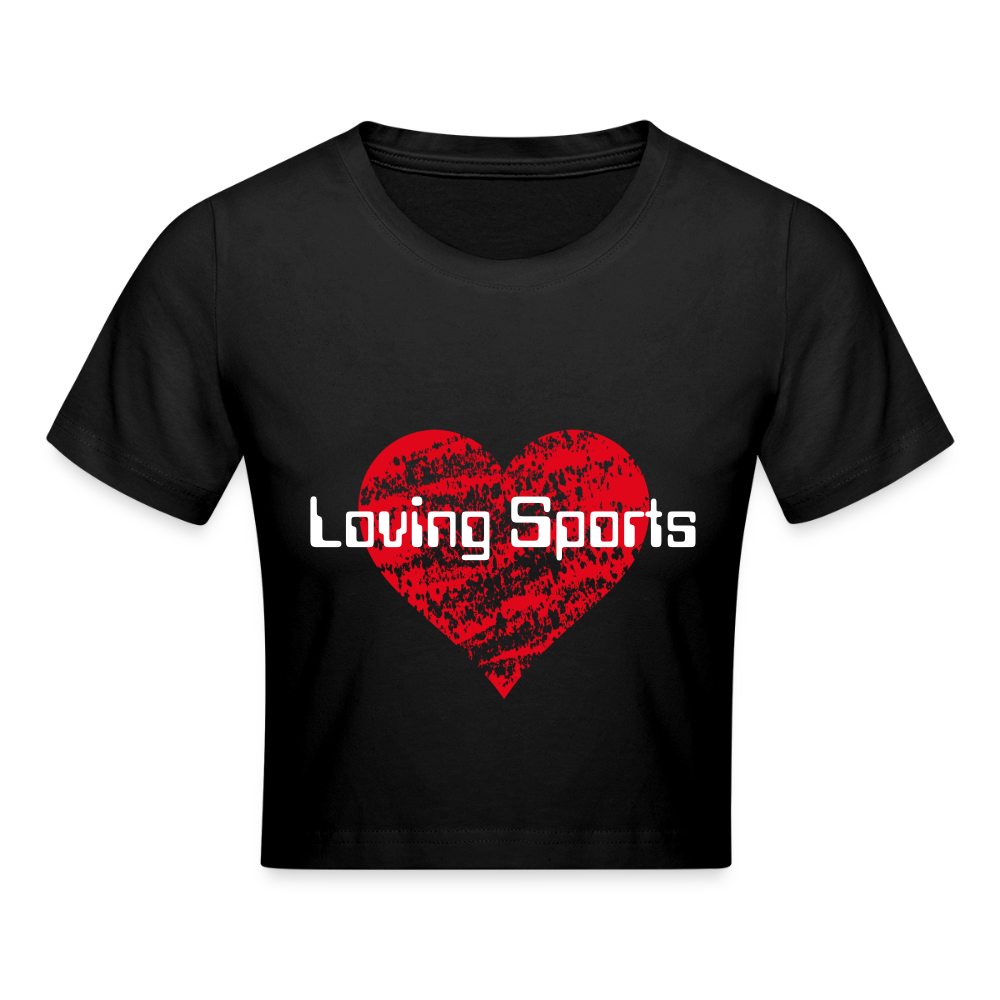 Cropped T-Shirt Damen "Loving Sports" - Schwarz