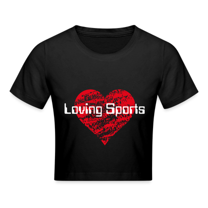 Cropped T-Shirt Damen "Loving Sports" - Schwarz