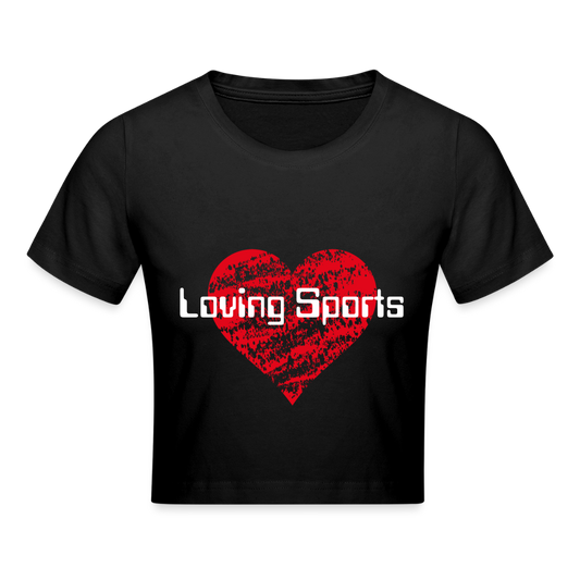 Cropped T-Shirt Damen "Loving Sports" - Schwarz