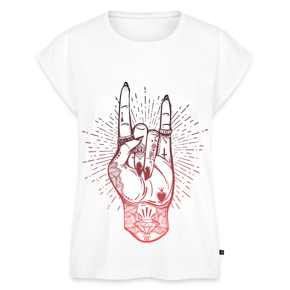 T-Shirt mit gerollten Ärmeln "Rock and Roll Hand" - Weiß