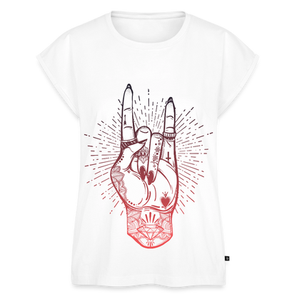 T-Shirt mit gerollten Ärmeln "Rock and Roll Hand" - Weiß