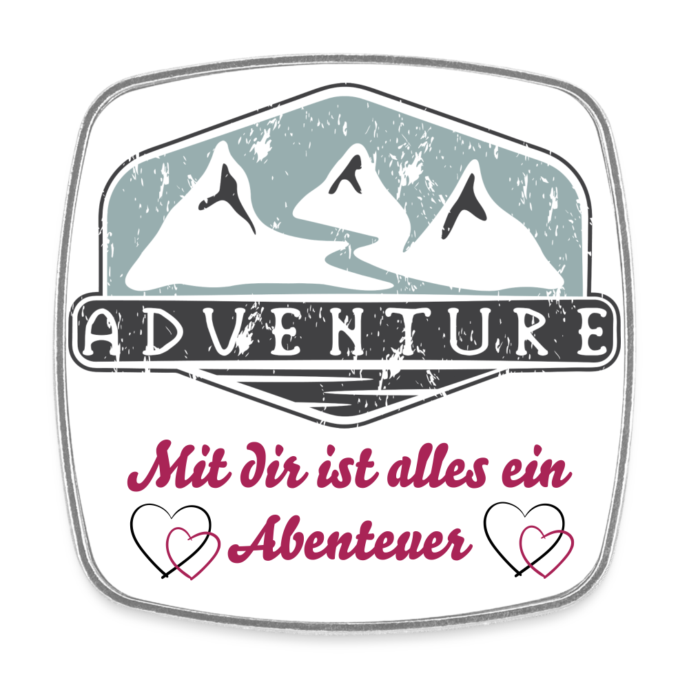 Viereckiger Kühlschrankmagnet "Adventure" - mit Customizer personalisierbar - Weiß