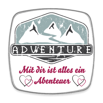 Viereckiger Kühlschrankmagnet "Adventure" - mit Customizer personalisierbar - Weiß