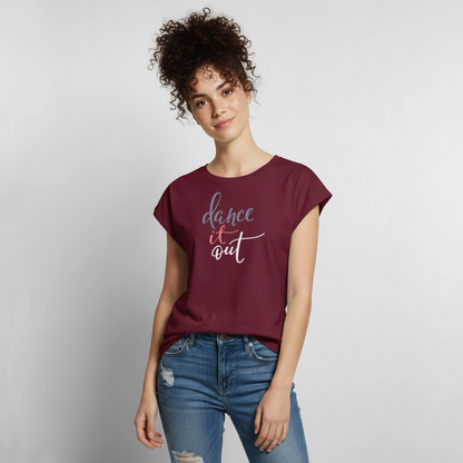 T-Shirt mit gerollten Ärmeln Damen "dance" - Burgunderrot