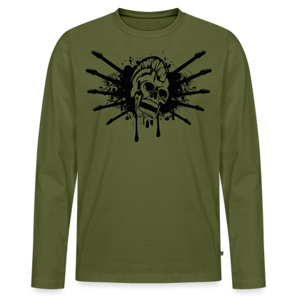 Premium Bio Langarmshirt "Punk Guitar" - Khaki