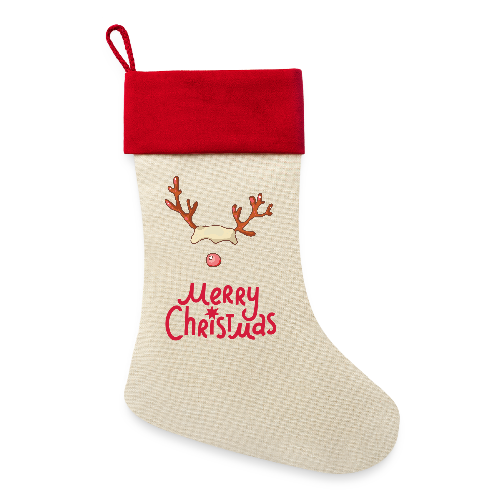 Leinen Weihnachtsstrumpf - Natur/Rot 