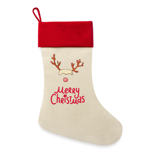 Leinen Weihnachtsstrumpf - Natur/Rot 