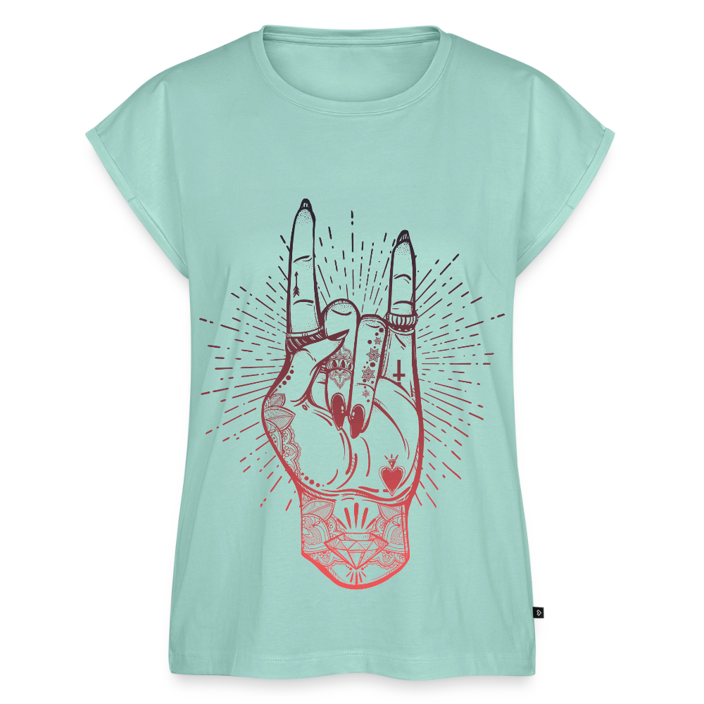 T-Shirt mit gerollten Ärmeln "Rock and Roll Hand" - Mint 