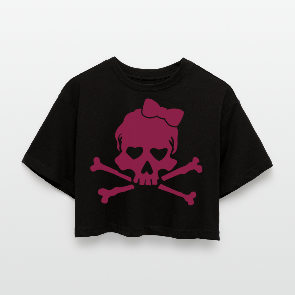 Oversized Cropped T-Shirt "Skull" - mit Customizer personalisierbar - Schwarz