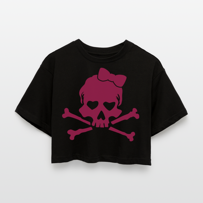 Oversized Cropped T-Shirt "Skull" - mit Customizer personalisierbar - Schwarz