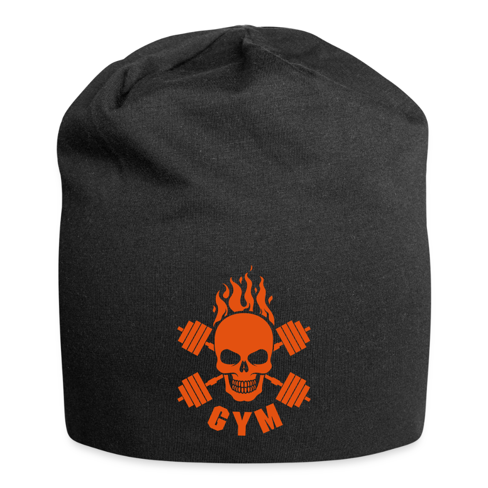 Jersey-Beanie "Skull Gym" - mit Customizer personalisierbar - Schwarz