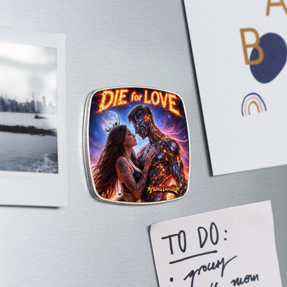 Viereckiger Kühlschrankmagnet "Die for Love" - Weiß