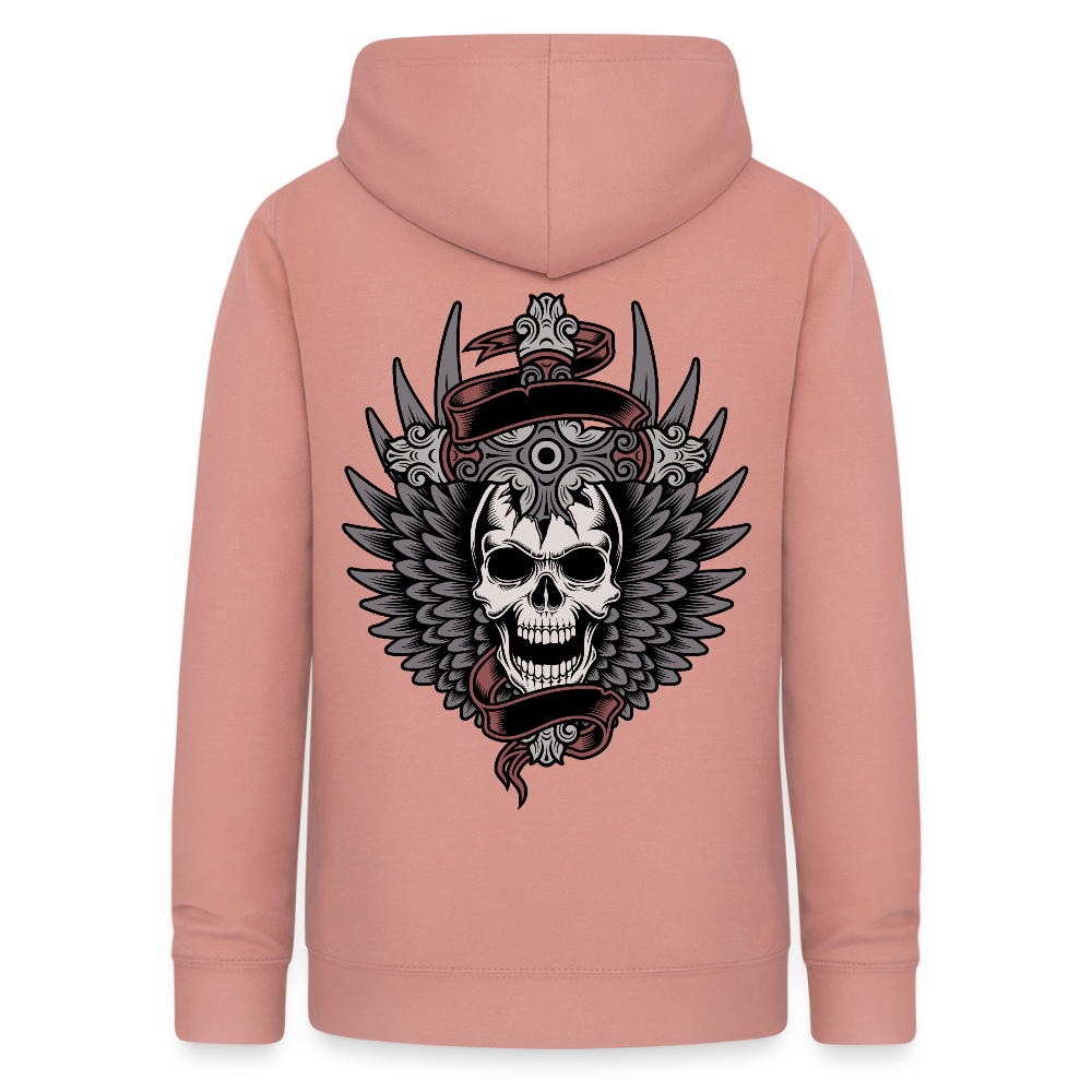 Frauen Hoodie "Totenkopf-Schwert" - Altrosa