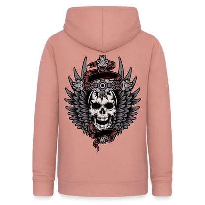 Frauen Hoodie "Totenkopf-Schwert" - Altrosa