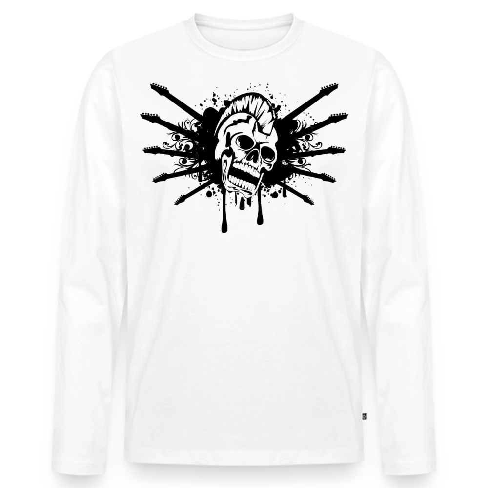 Premium Bio Langarmshirt "Punk Guitar" - Weiß