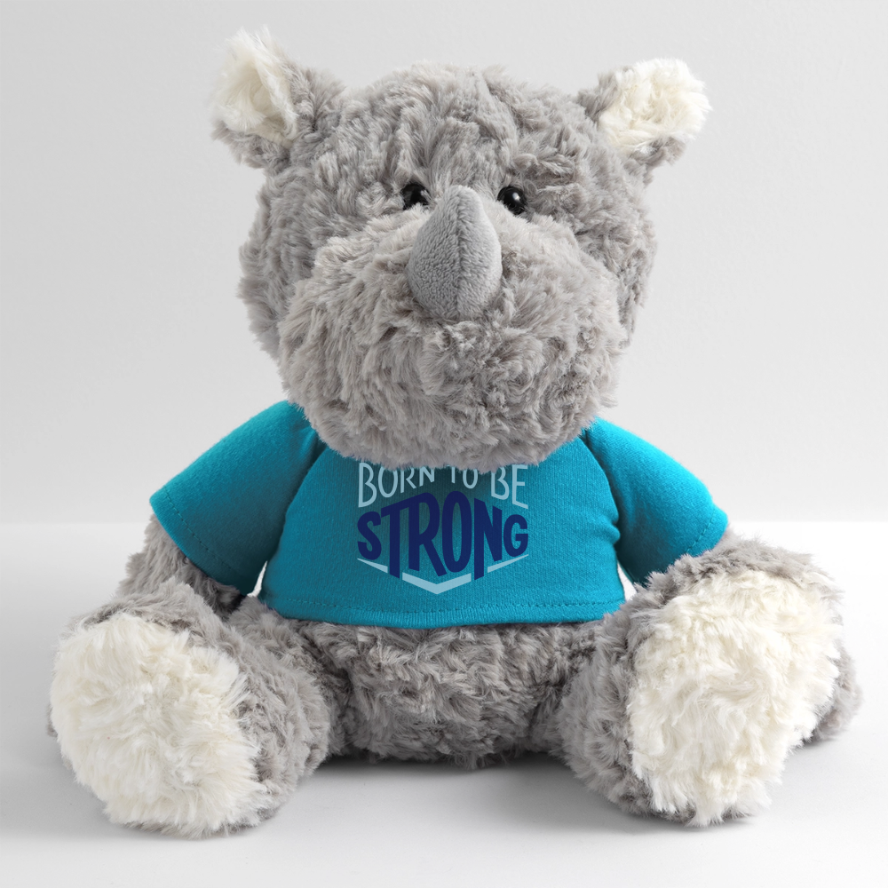 Maskottchen Nashorn "Strong" - mit Customizer personalisierbar - Atollblau