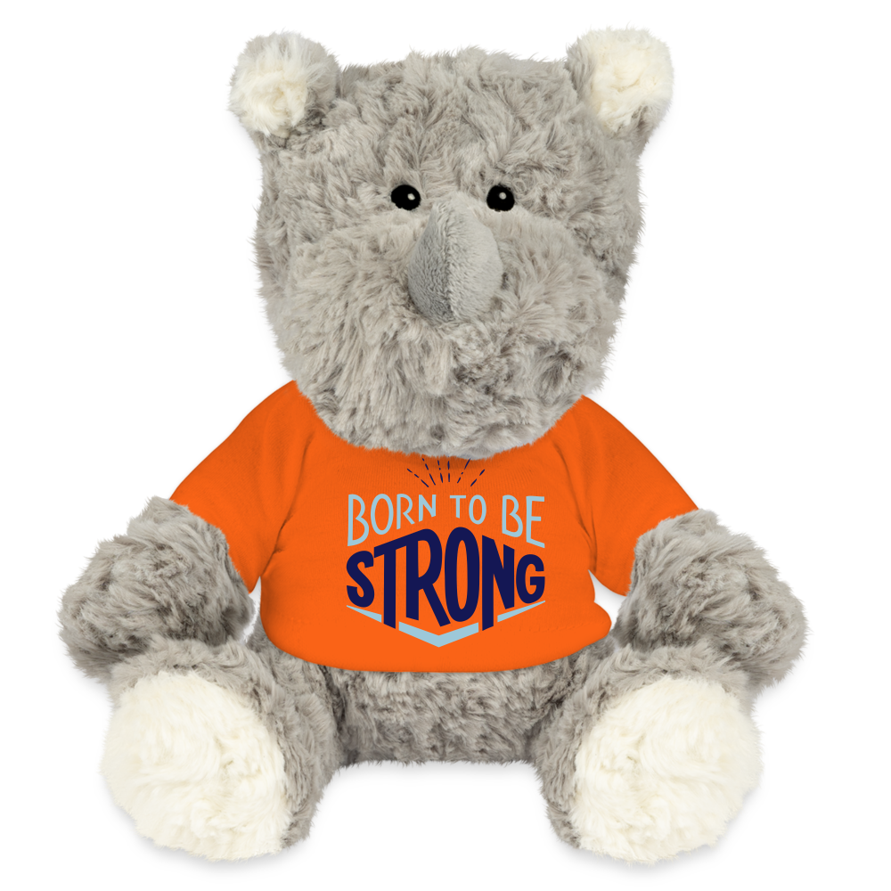 Maskottchen Nashorn "Strong" - mit Customizer personalisierbar - Goldorange