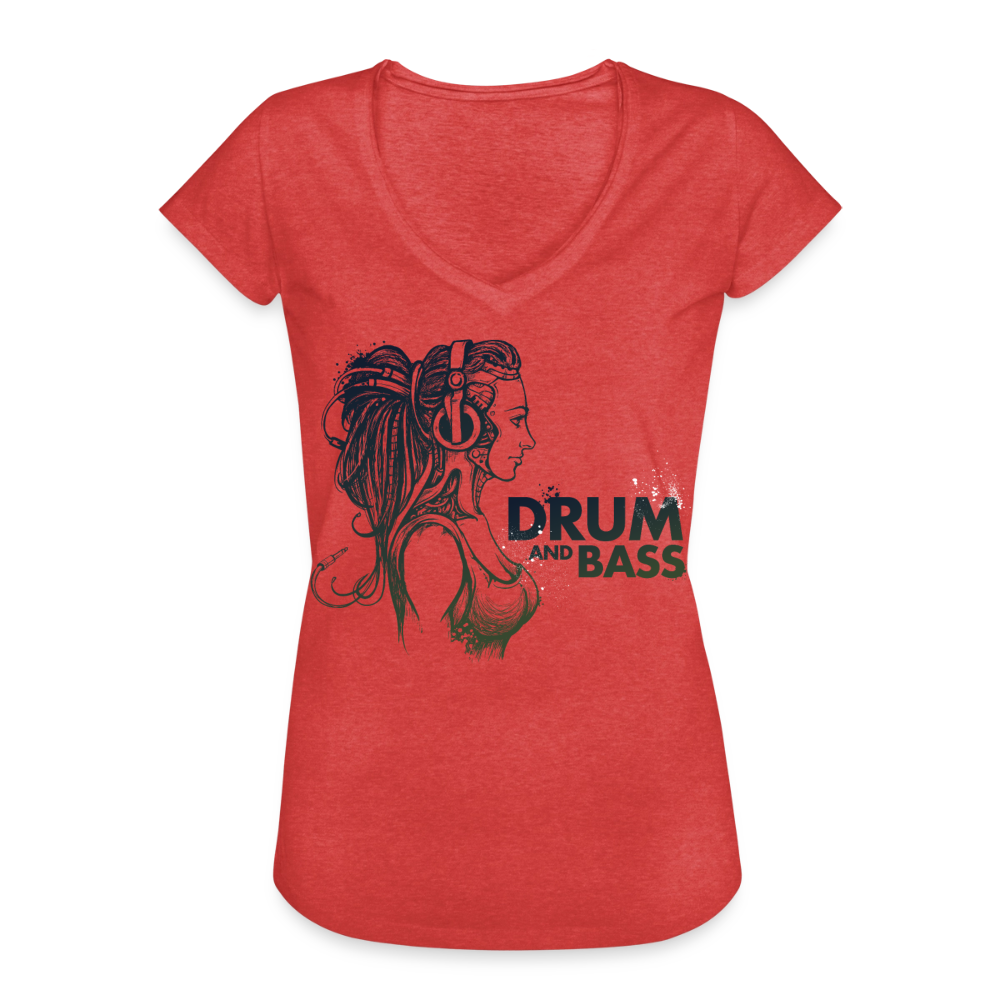 Vintage T-Shirt "Drum and Bass" - Rot meliert