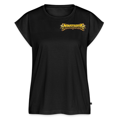 T-Shirt mit gerollten Ärmeln "Monstarob" - Schwarz