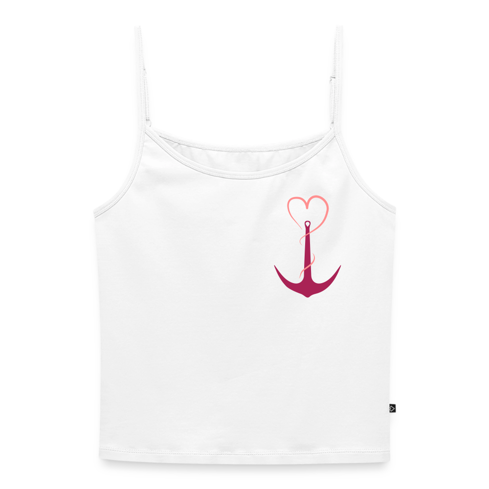 Spaghetti Tank Top "Herz mit Anker" - Weiß