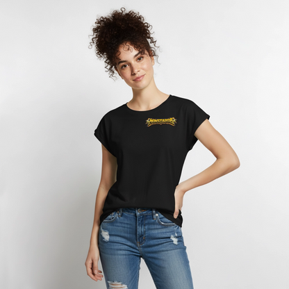 T-Shirt mit gerollten Ärmeln "Monstarob" - Schwarz