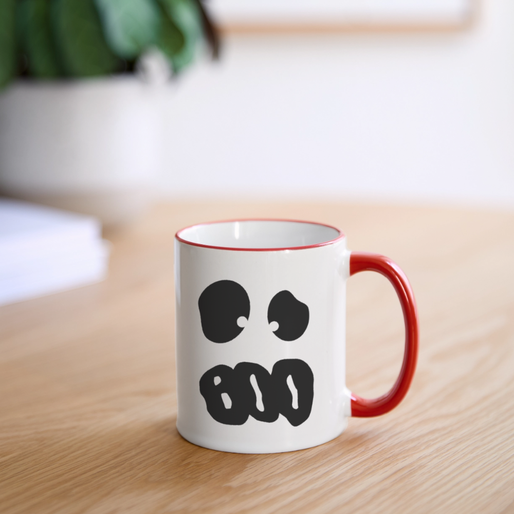 Tasse zweifarbig "Happy Halloween" - Weiß/Rot