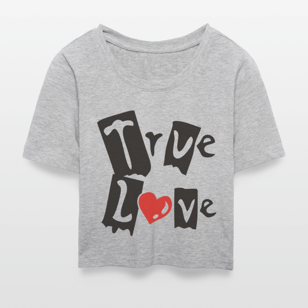 Cropped T-Shirt "True Love" - Grau meliert