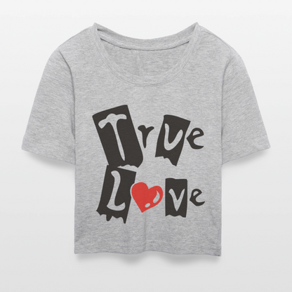 Cropped T-Shirt "True Love" - Grau meliert