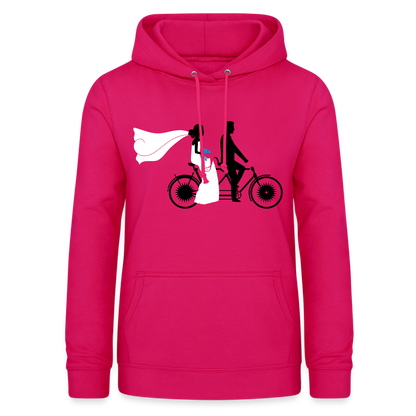Hoodie Damen "Hochzeitsfahrrad" - mit Customizer personalisierbar - dunkles Pink