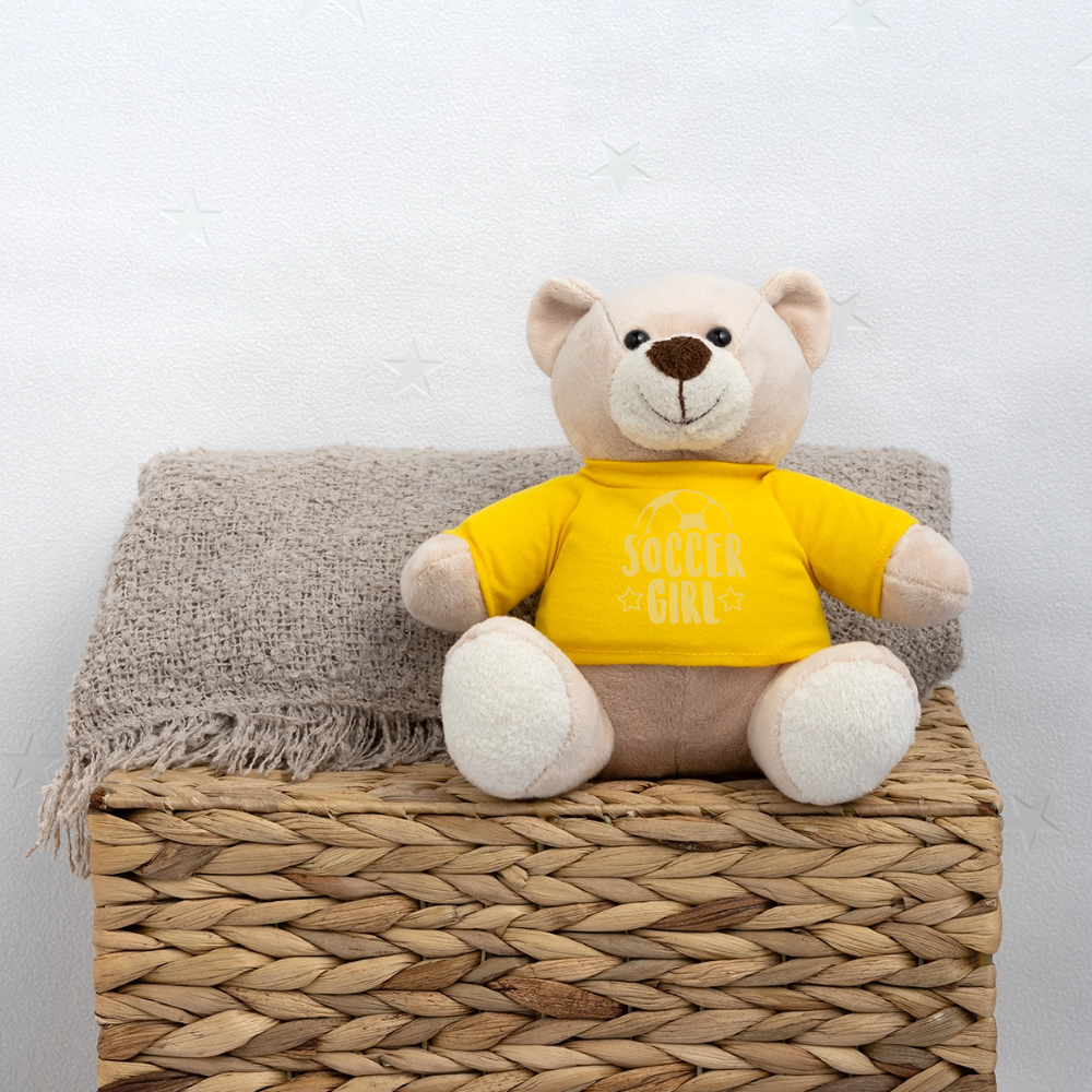 Maskottchen Teddy "Soccer Girl" - Sonnengelb