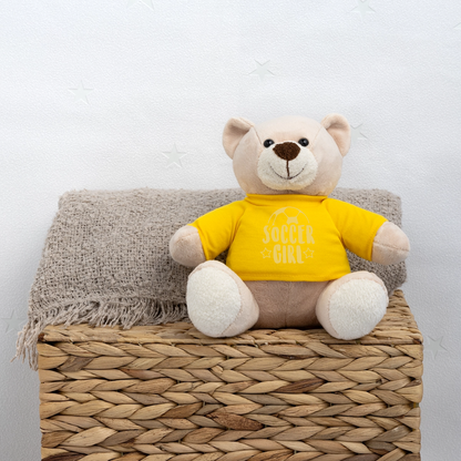 Maskottchen Teddy "Soccer Girl" - Sonnengelb