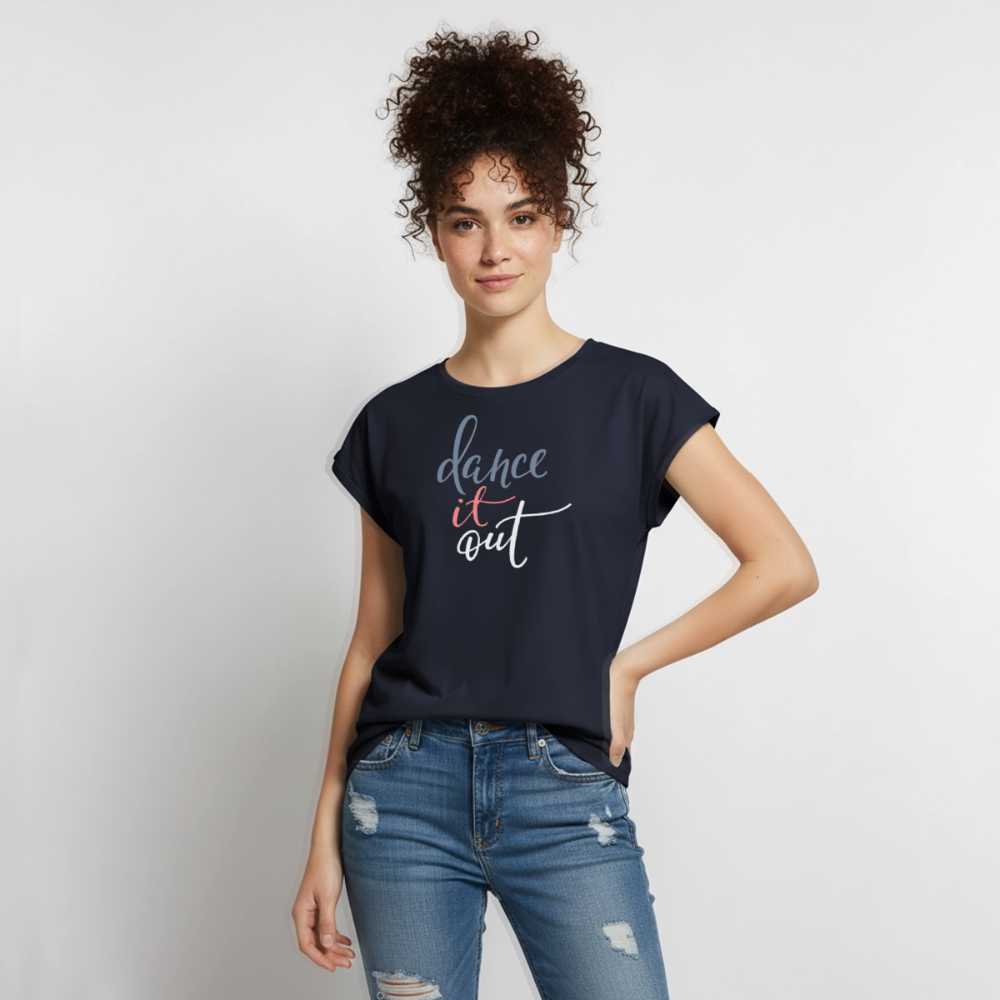T-Shirt mit gerollten Ärmeln Damen "dance" - Navy