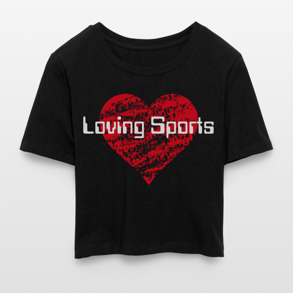 Cropped T-Shirt Damen "Loving Sports" - mit Customizer personalisierbar - Schwarz