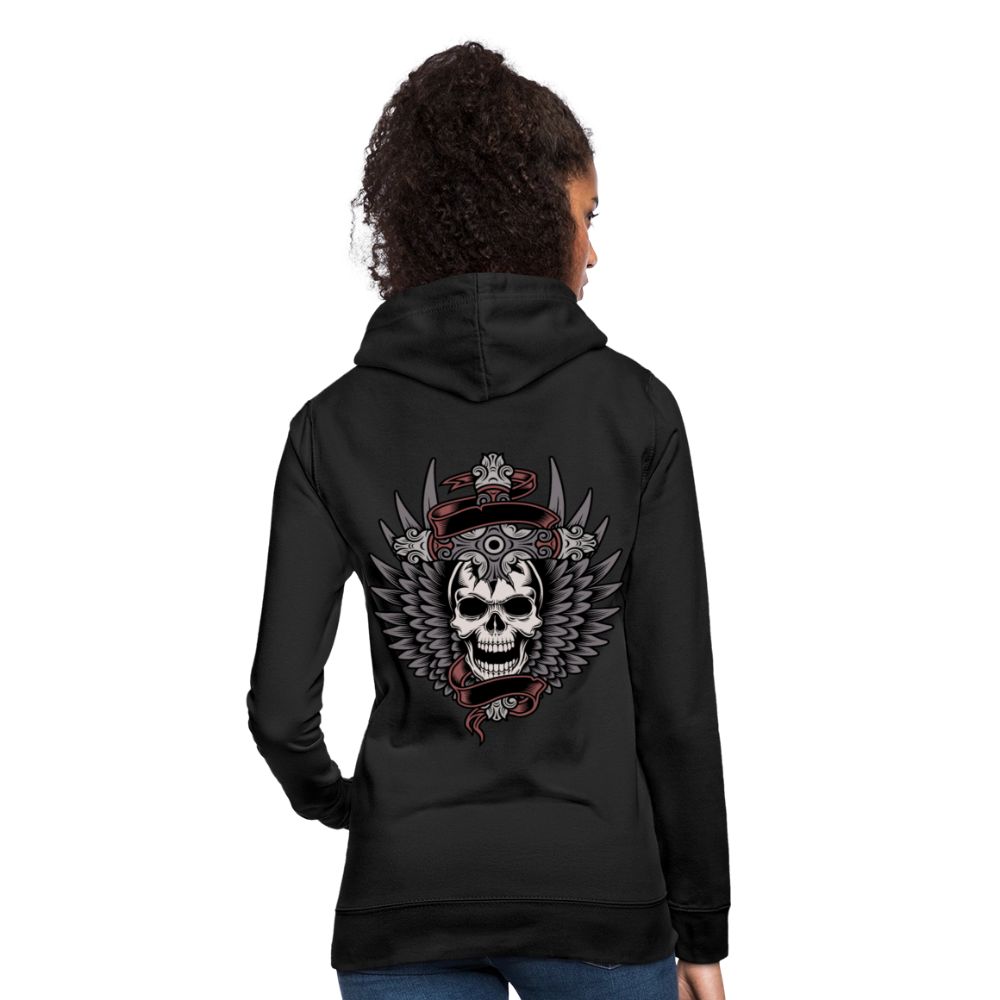 Frauen Hoodie "Totenkopf-Schwert" - Schwarz