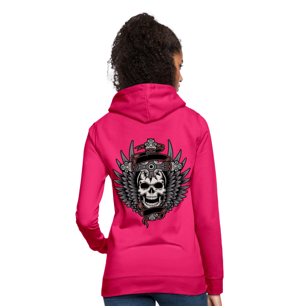 Frauen Hoodie "Totenkopf-Schwert" - dunkles Pink