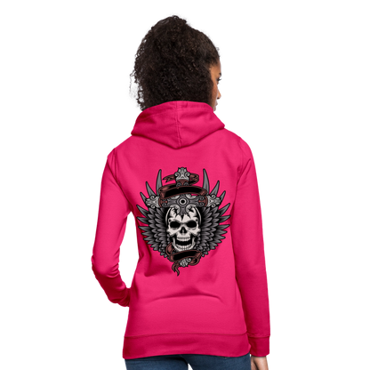 Frauen Hoodie "Totenkopf-Schwert" - dunkles Pink