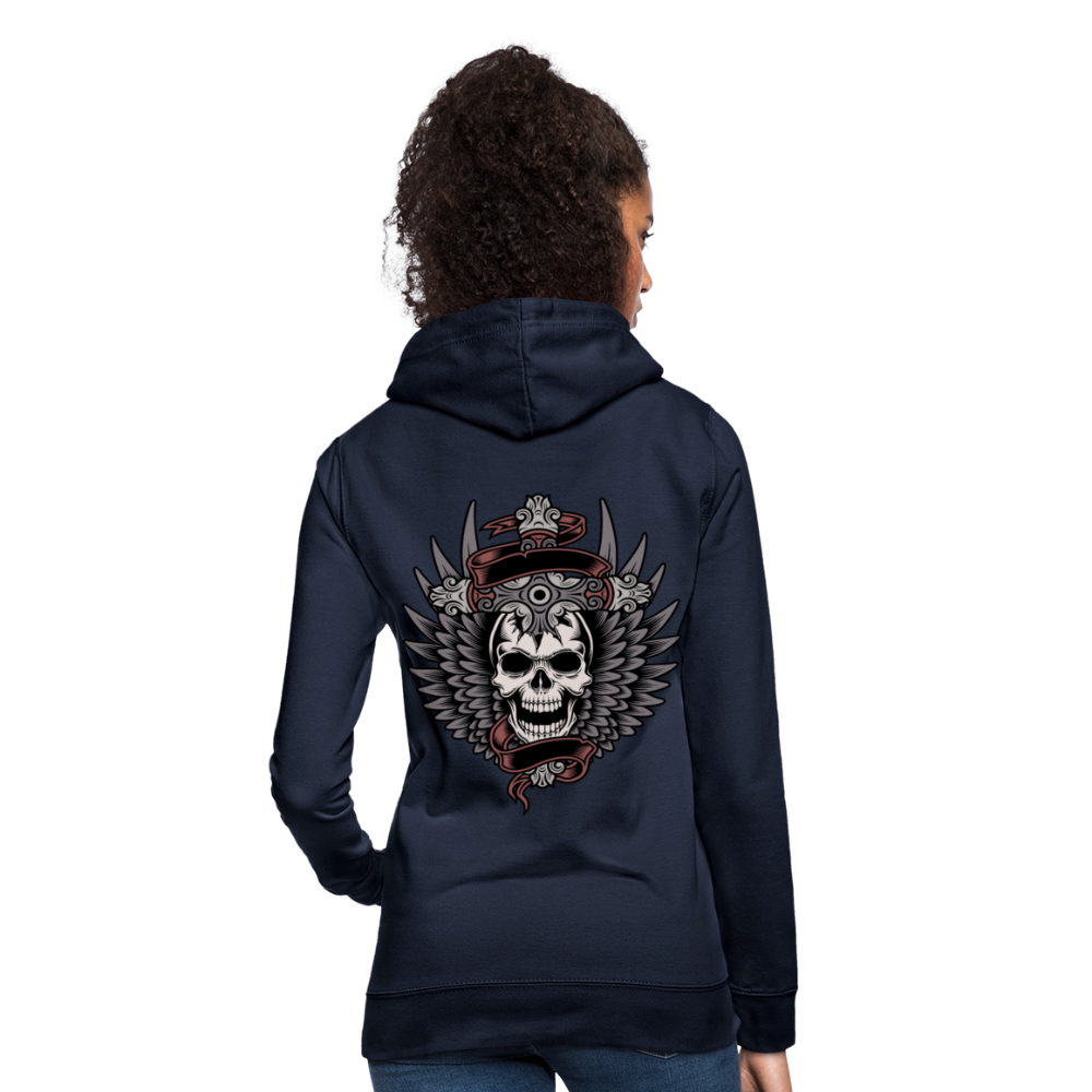 Frauen Hoodie "Totenkopf-Schwert" - Navy