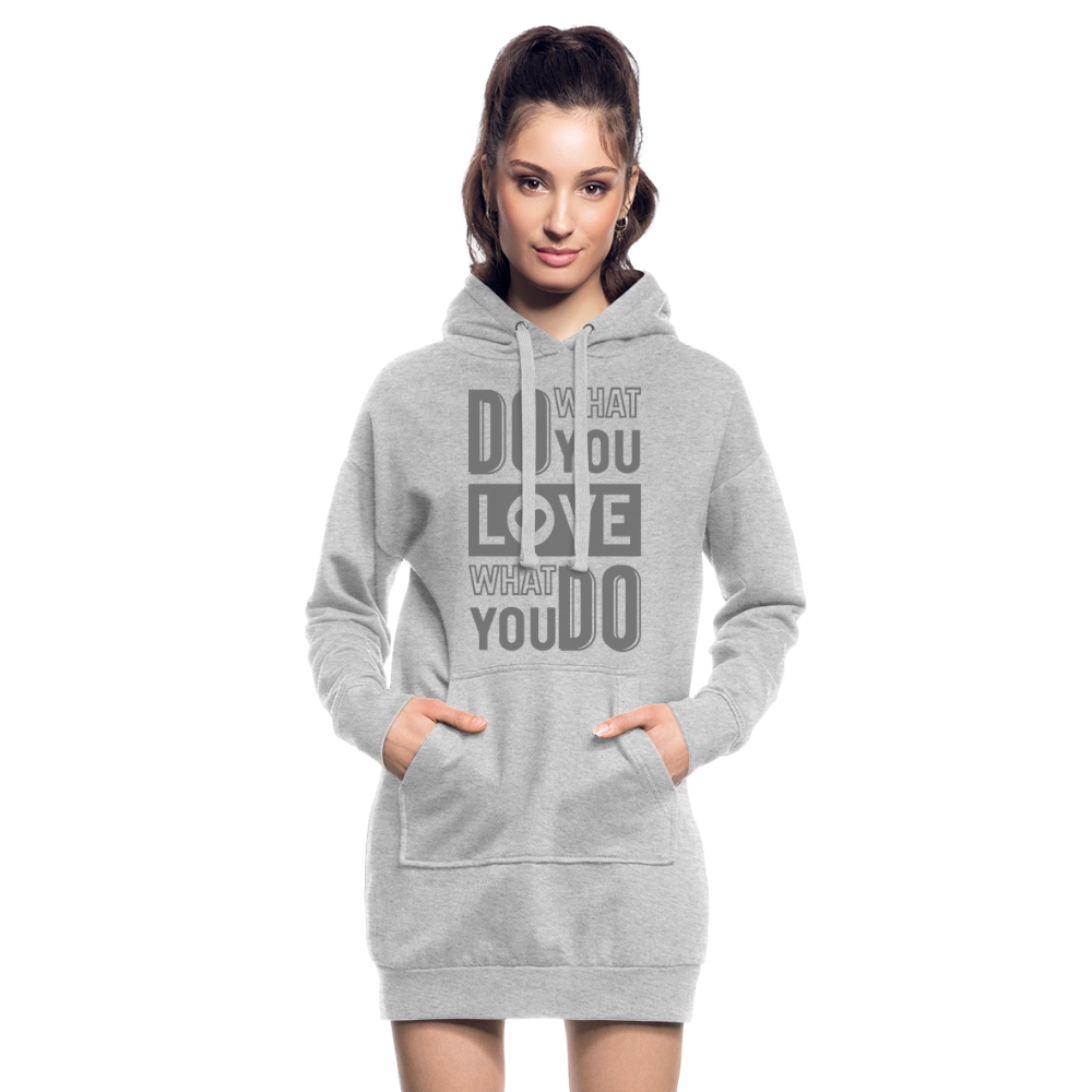 Hoodie-Kleid "Love what you do" - mit Customizer personalisierbar - Grau meliert