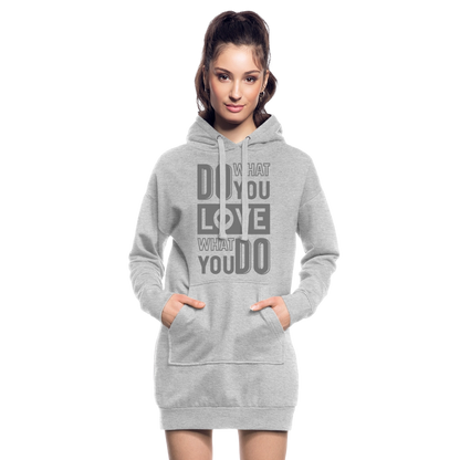 Hoodie-Kleid "Love what you do" - mit Customizer personalisierbar - Grau meliert