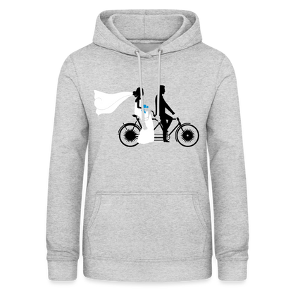 Hoodie Damen "Hochzeitsfahrrad" - mit Customizer personalisierbar - Hellgrau meliert