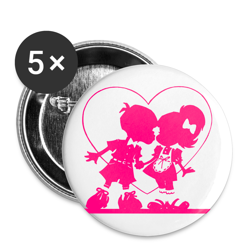 Buttons 56 mm (5er Pack) "Kinderliebe" - mit Customizer personalisierbar - Weiß