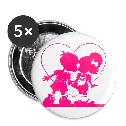 Buttons 56 mm (5er Pack) "Kinderliebe" - mit Customizer personalisierbar - Weiß