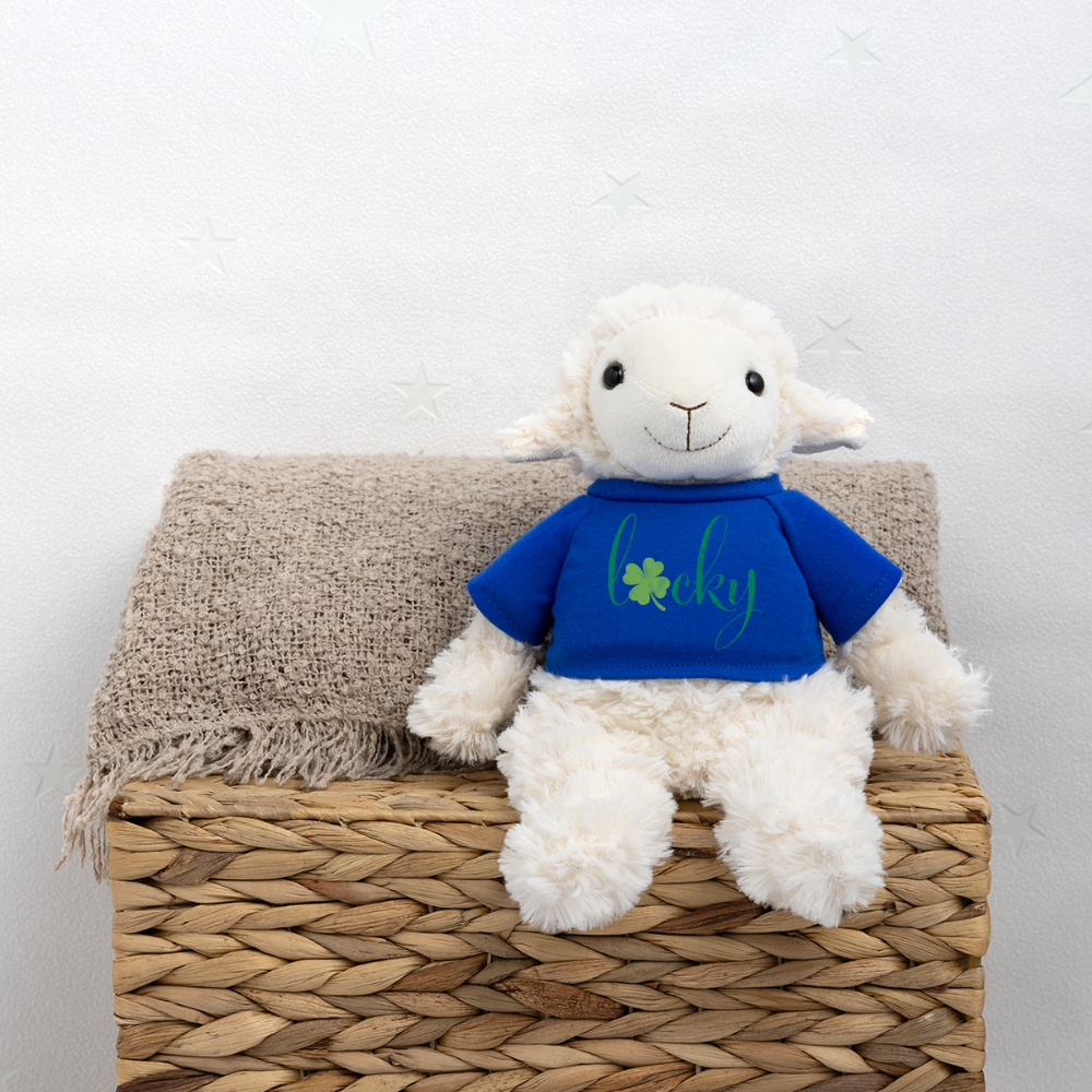 Maskottchen Schaf "Lucky" - mit Customizer personalisierbar - Königsblau
